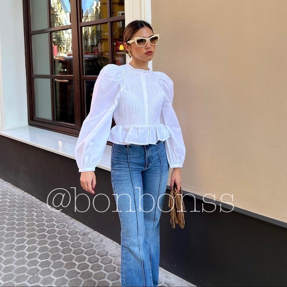 Zara elasticized poplin blouse - Picture 3 of 11